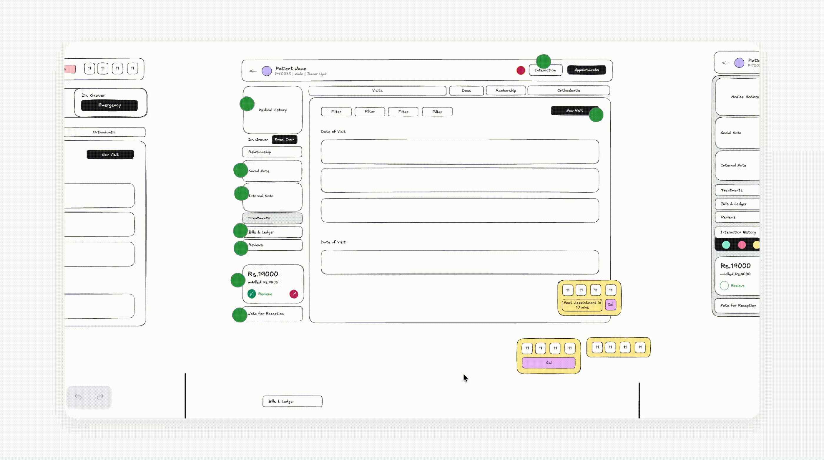 Excalidraw wireframes developing into the Alveolar product design system
