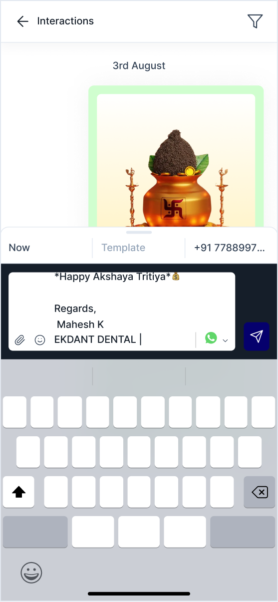 Editing a template message before sending