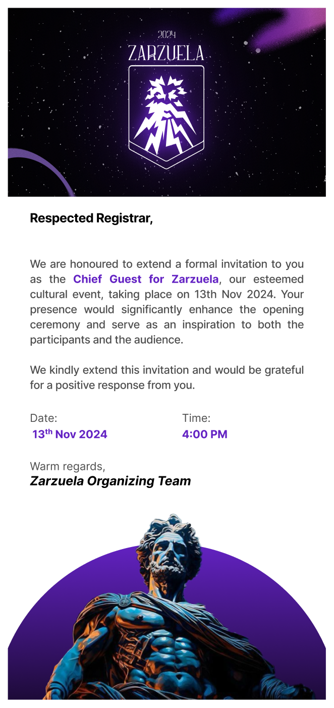 Zarzuela 2024, chief guest invitation
